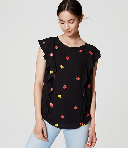 Image of Floral Mixed Media Flutter Top
