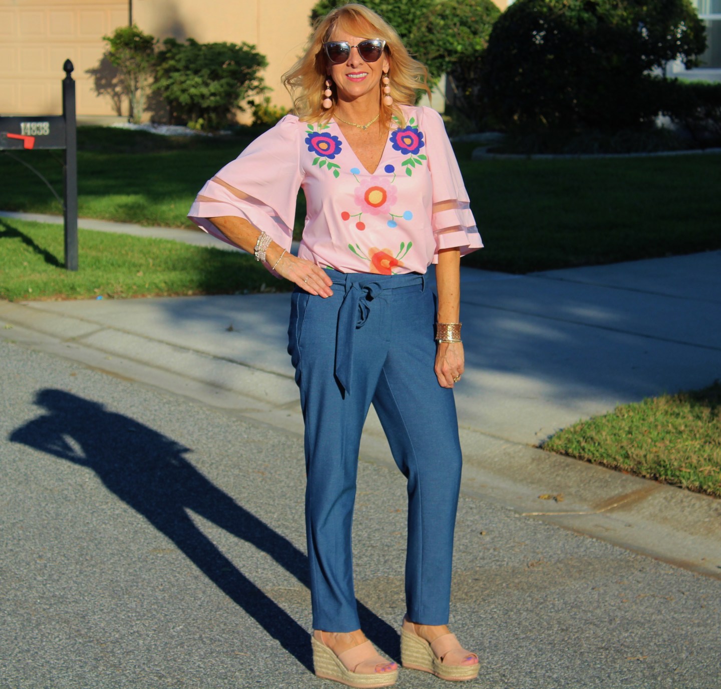 #Chiffon Bell Sleeve Blouse