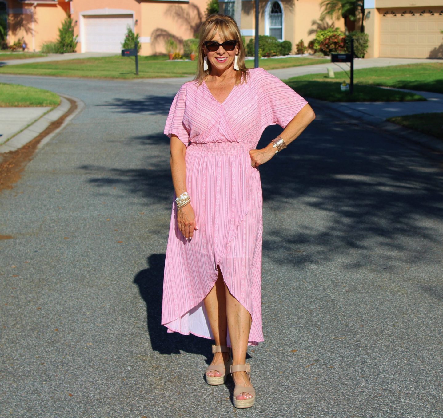 Amazon hi-lo pink dress
