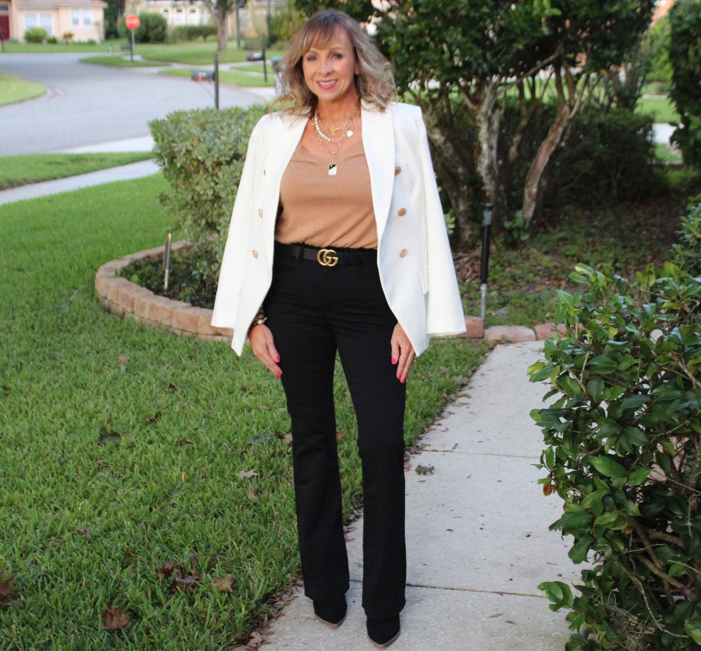 Blazer + Sweater + Black Denim + Gucci Belt + Black Booties
#wardrobebasics