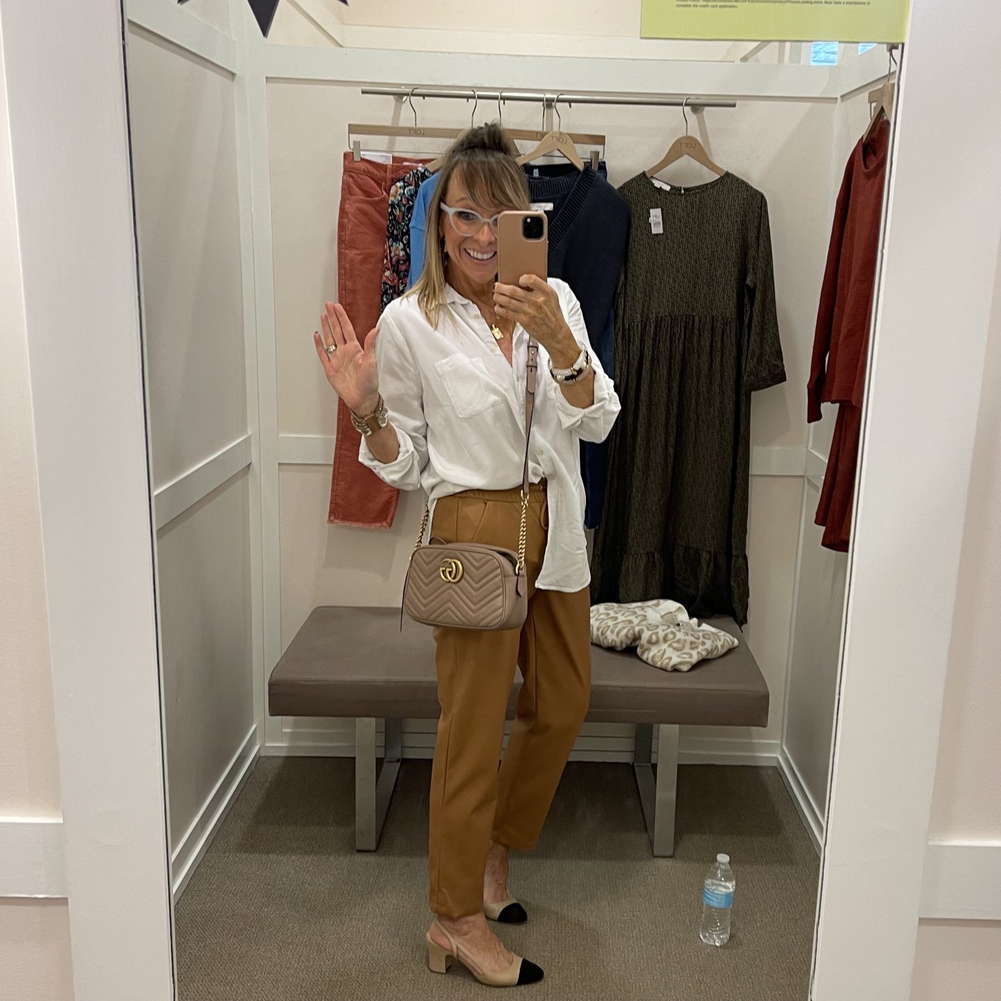 Oversized white blouse + Faux leather slim pants + Cap Toe Sling backs
#fallfashion #fauxleather