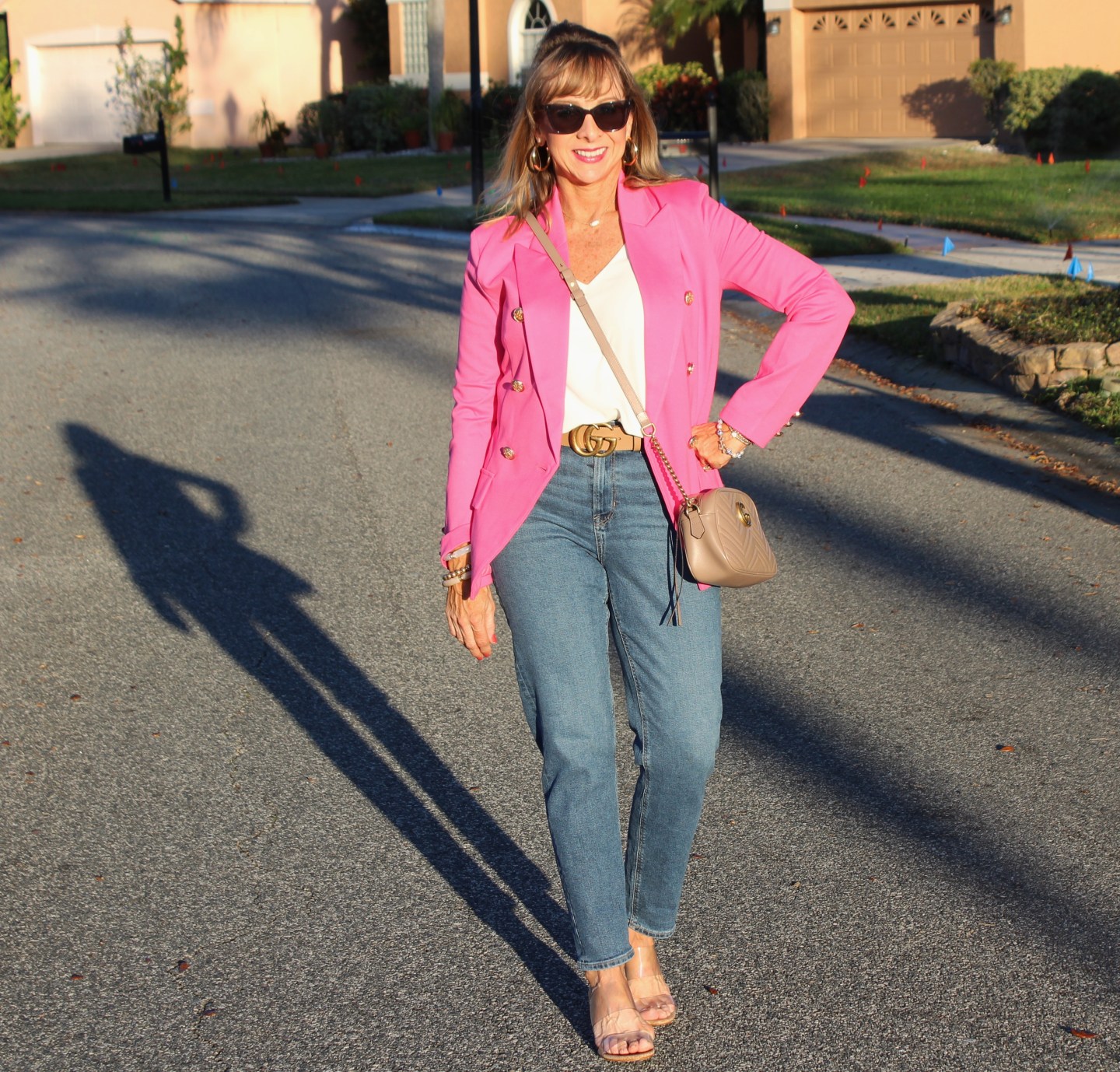 Hot Pink Blazer + Denim