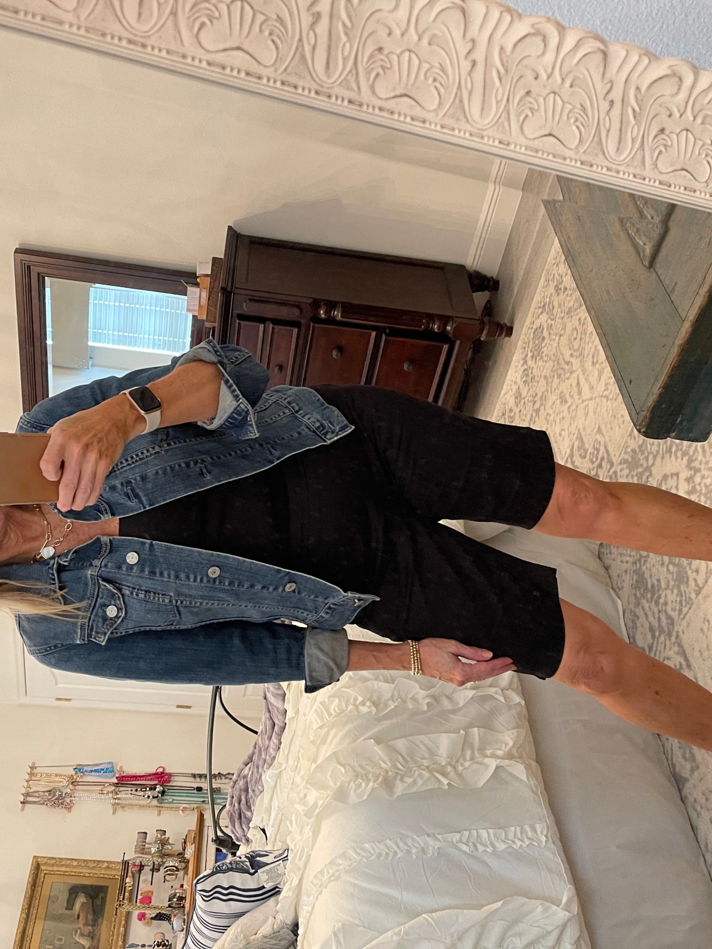 Black Bermudas + Denim Jacket