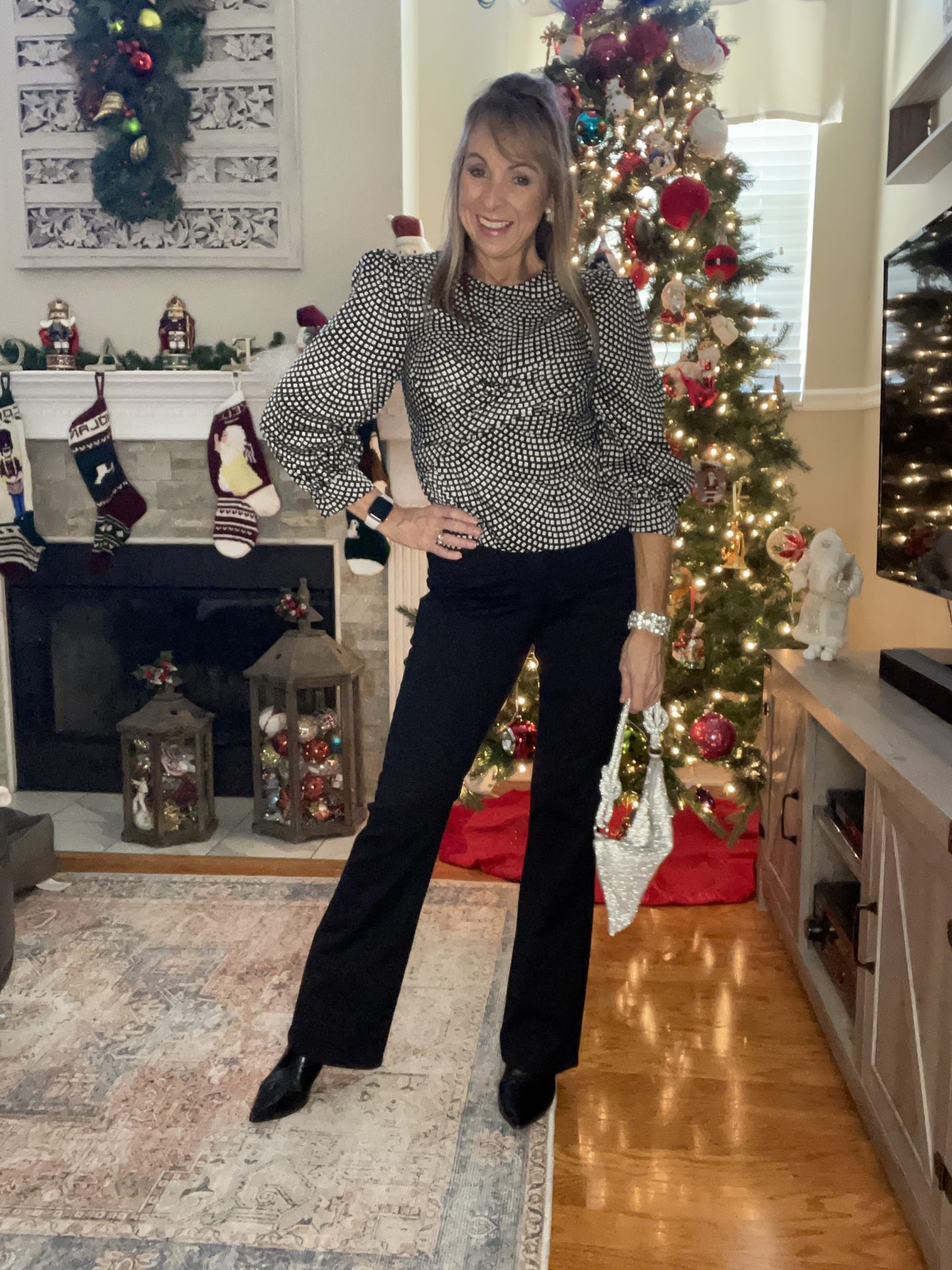 Express Holiday Outfits
Satin Wrap Top +Black Denim